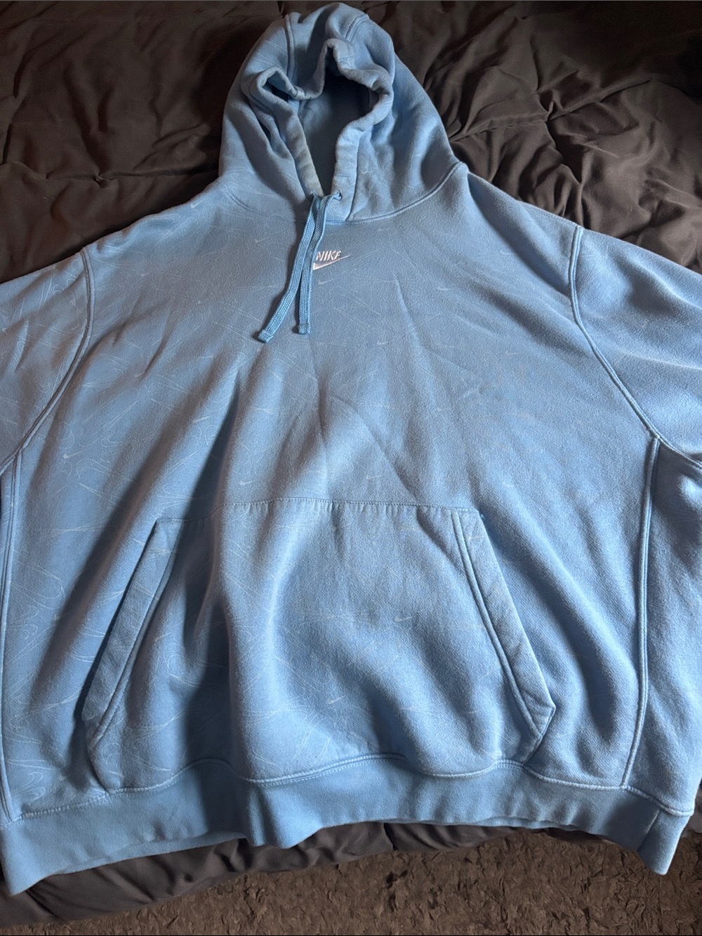 Nike Light Blue Pullover Hoodie with Small Swoosh